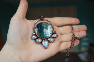 Opalized Wood Moon Phase Necklace - a