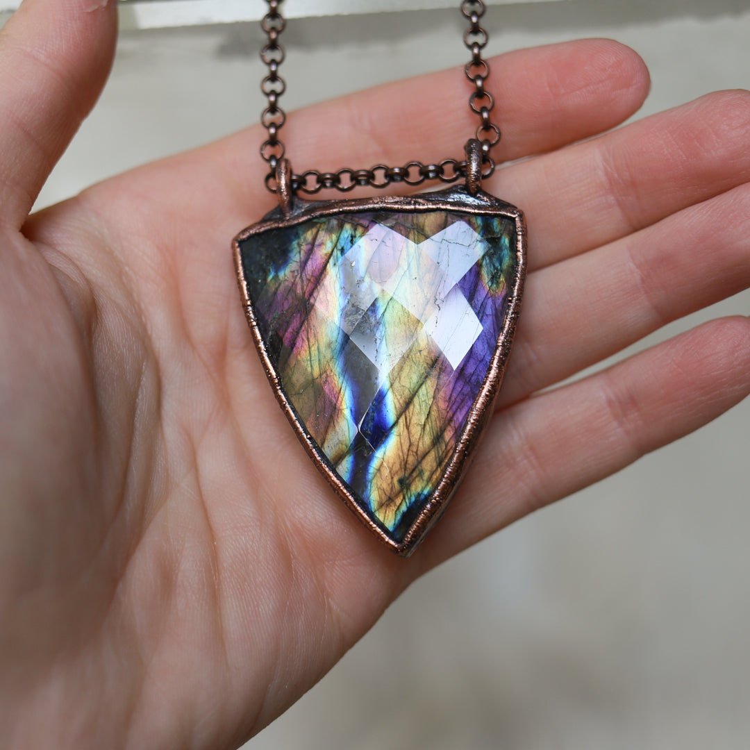 Triangular Rainbow Labradorite Necklace