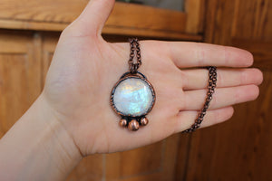 Rainbow Moonstone Full Moon Necklace