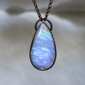 Large Rainbow Moonstone necklace - b