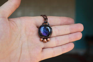 Small Purple Labradorite Full Moon Necklace - d