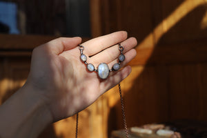 Rainbow Moonstone Bib Necklace