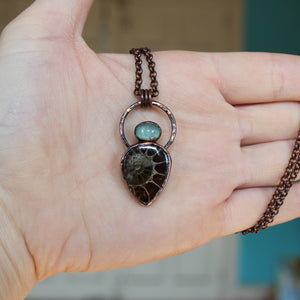 Ammonite & Aquamarine Necklace