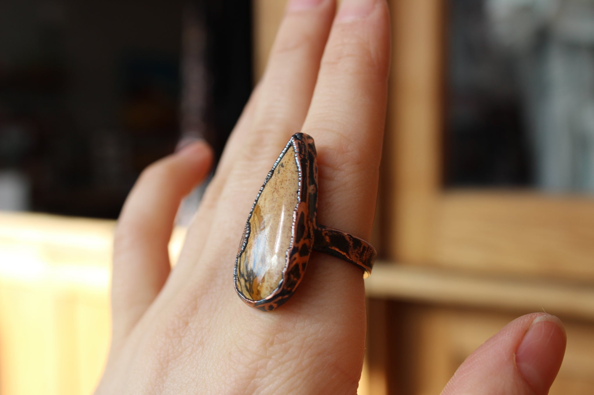 Picture Jasper Ring size 9