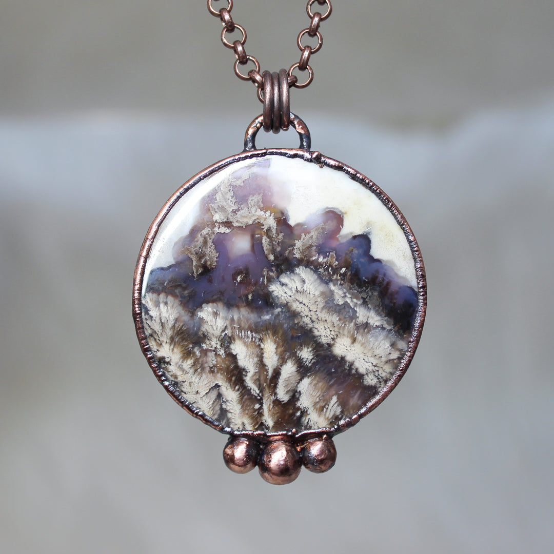 Plume Agate Full Moon Necklace