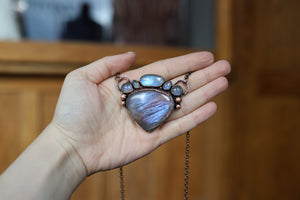 Sun/Moonstone Cluster Necklace