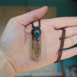 Lodolite and Blue Apatite Necklace - B