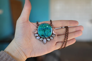Malachite with Azurite Moon Phase Necklace