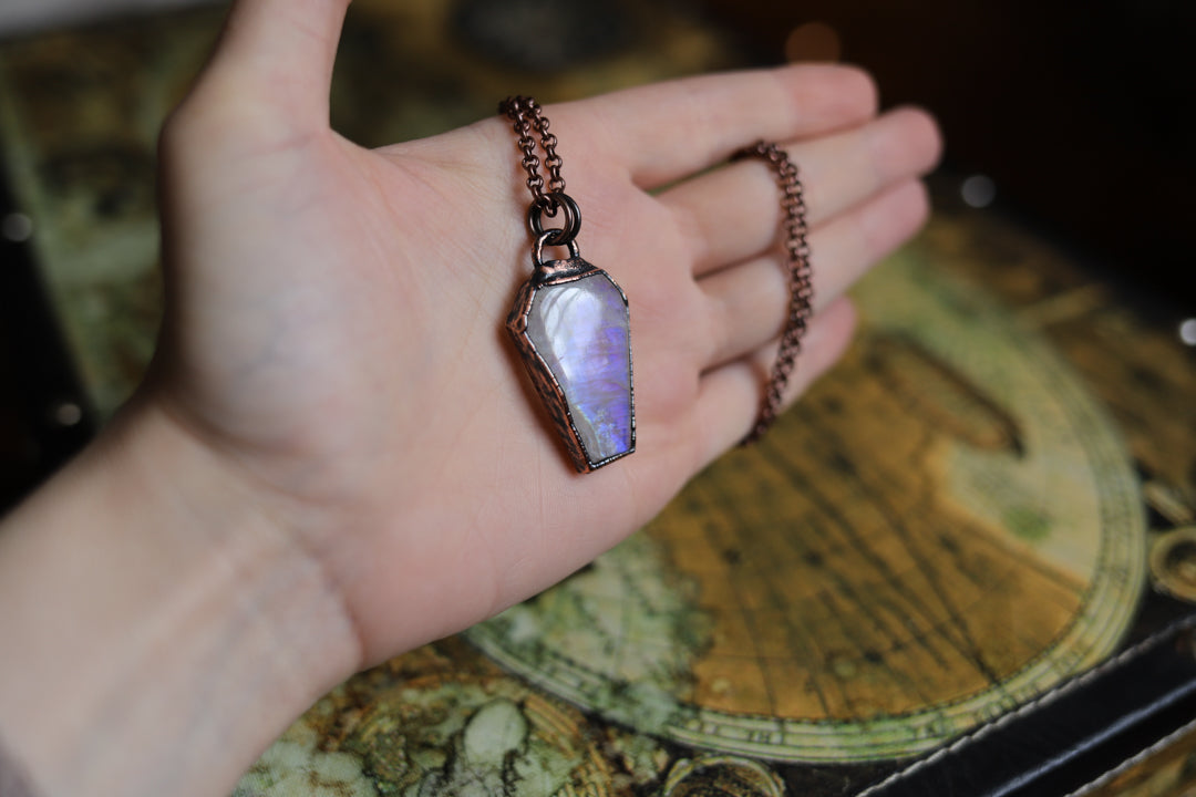 Moonstone Coffin Necklace