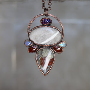 Silver Sheen Obsidian & Red Pyrite Agate Necklace