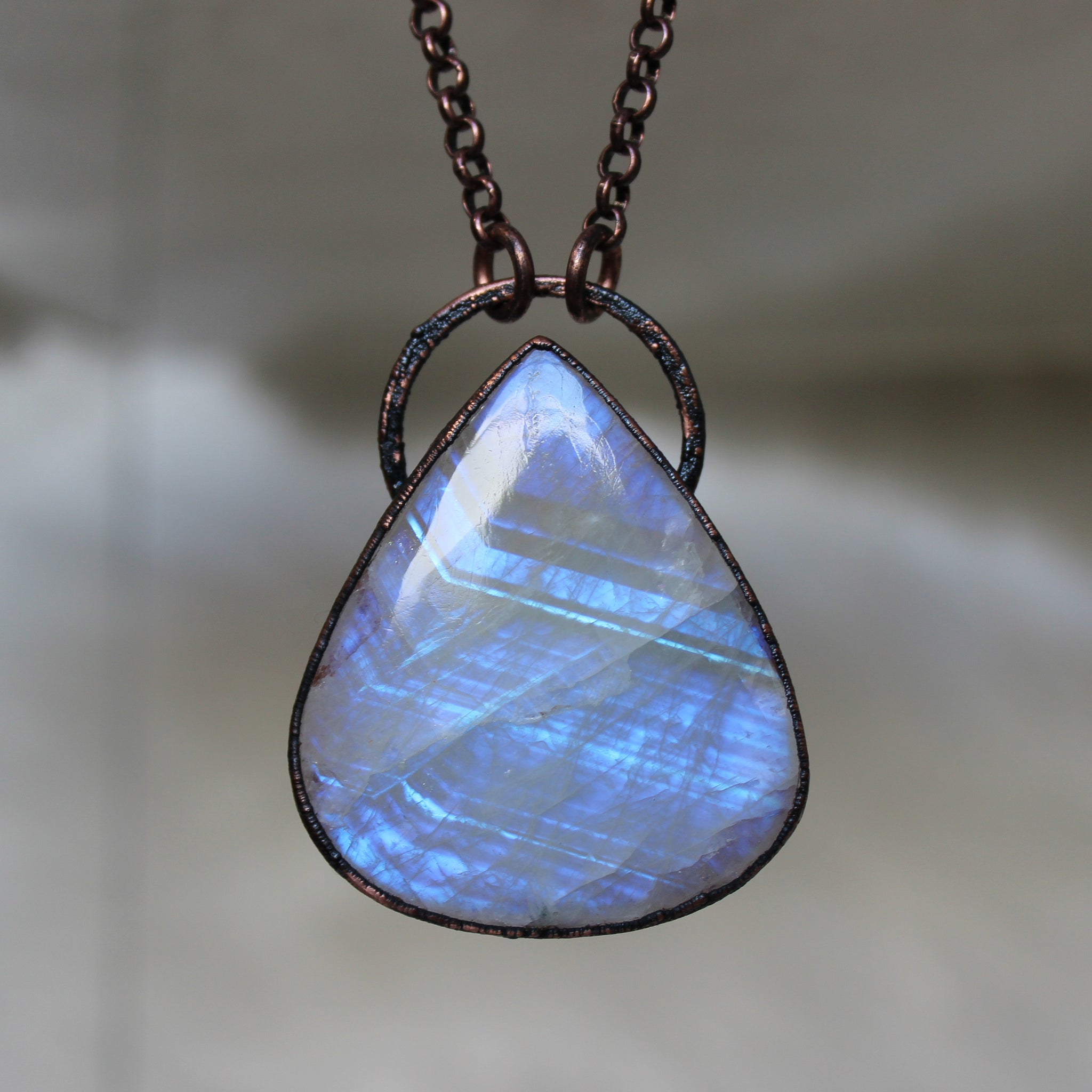 Large Rainbow Moonstone Necklace - a