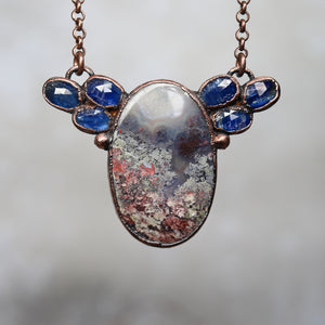 Moss Agate & Kyanite Bib Necklace