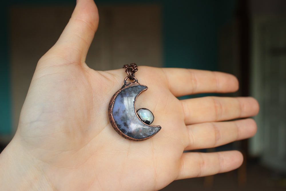 Purple Agate Crescent Moon - a