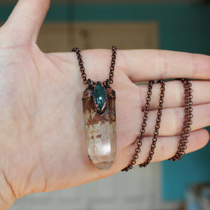 Lodolite and Blue Apatite Necklace - A