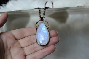 Large Rainbow Moonstone necklace - c