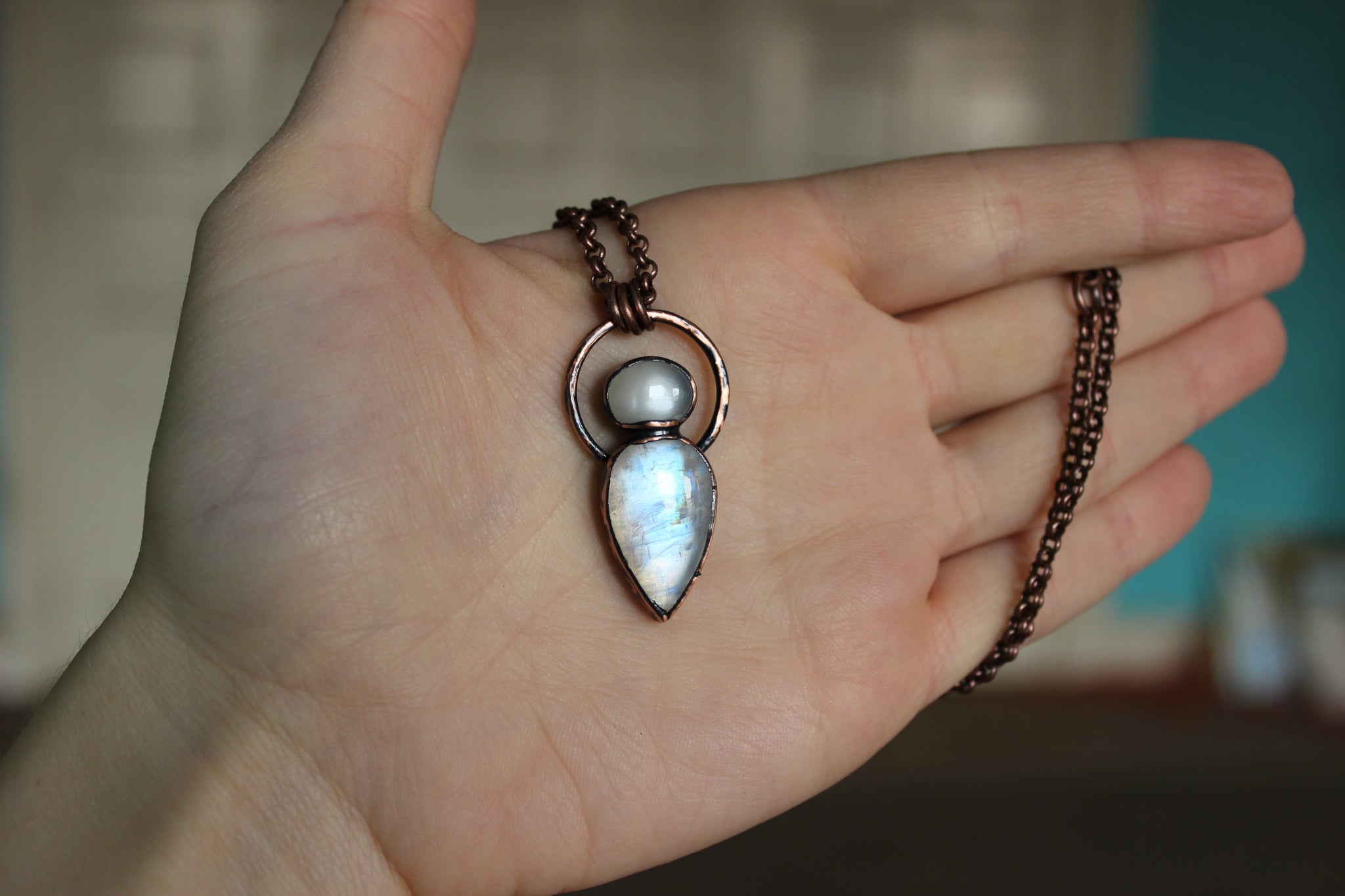 Double Moonstone Necklace