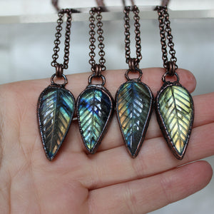 Leaf Carved Labradorite Necklace - you choose