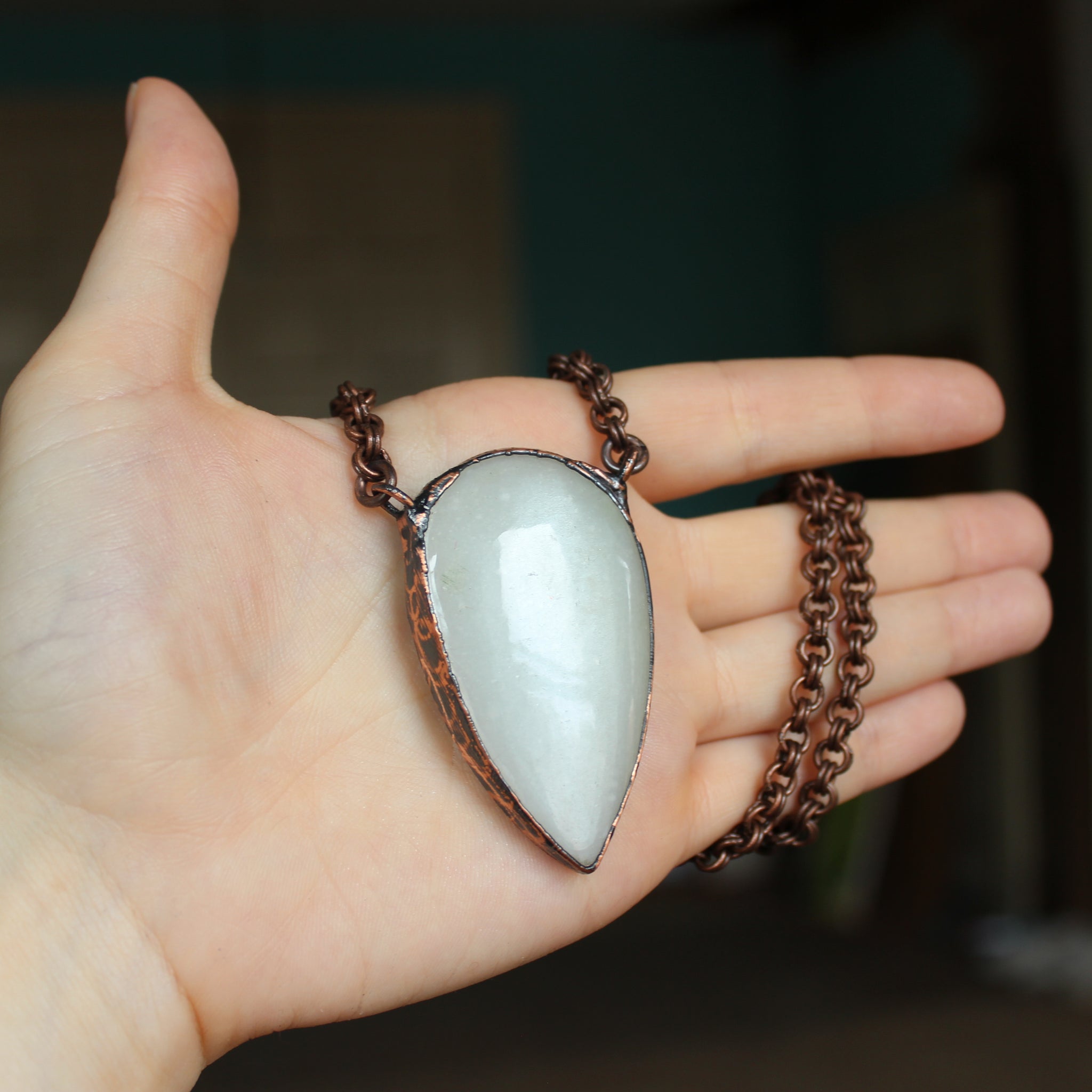 Large White Moonstone Necklace - B