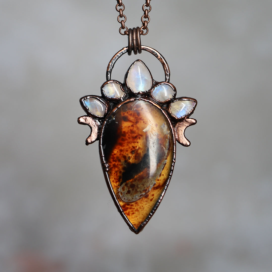 Amber and Moonstone necklace