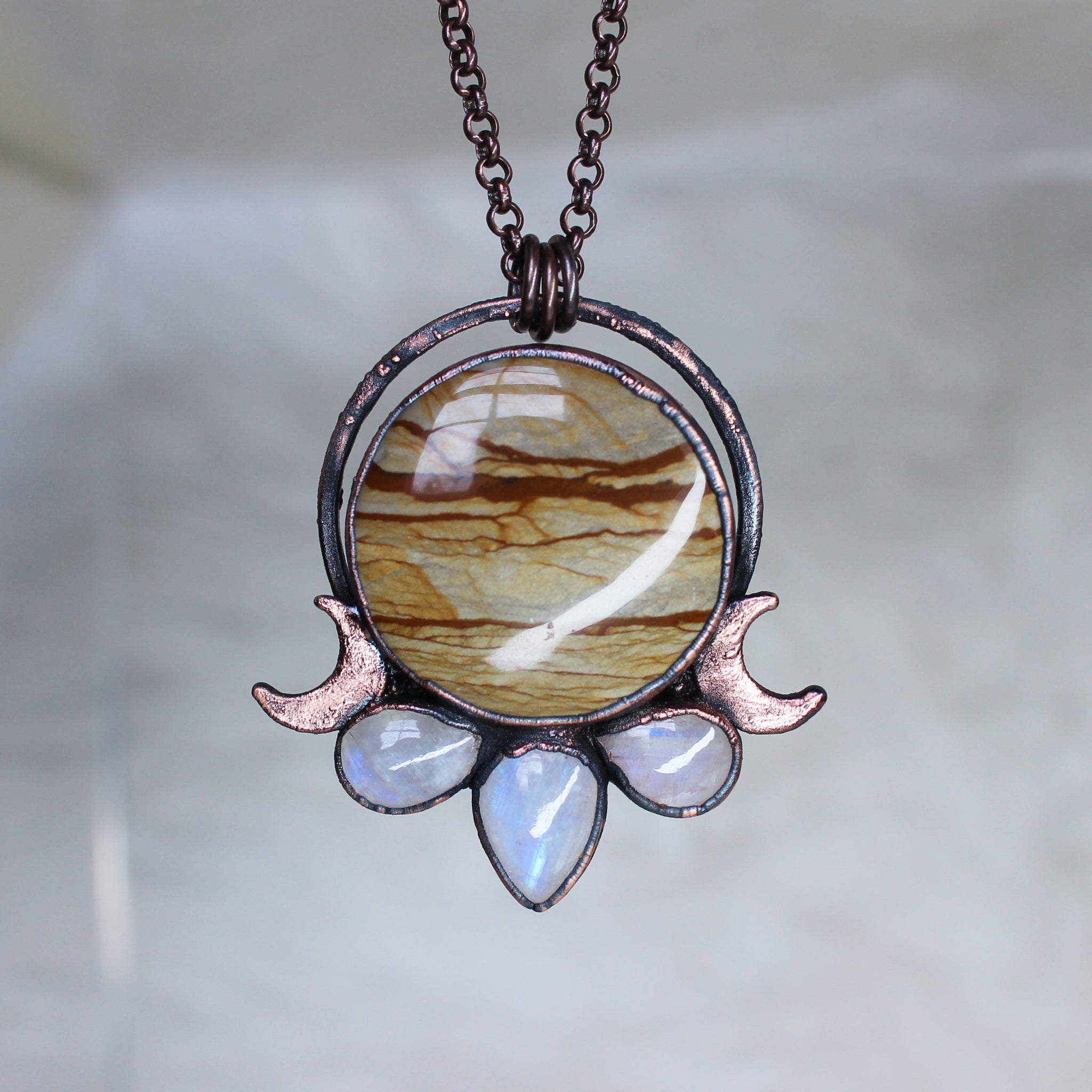 Owyhee Picture Jasper Moon Phase Necklace