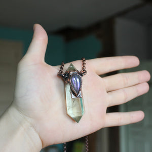 Prasiolite & Purple Labradorite Necklace