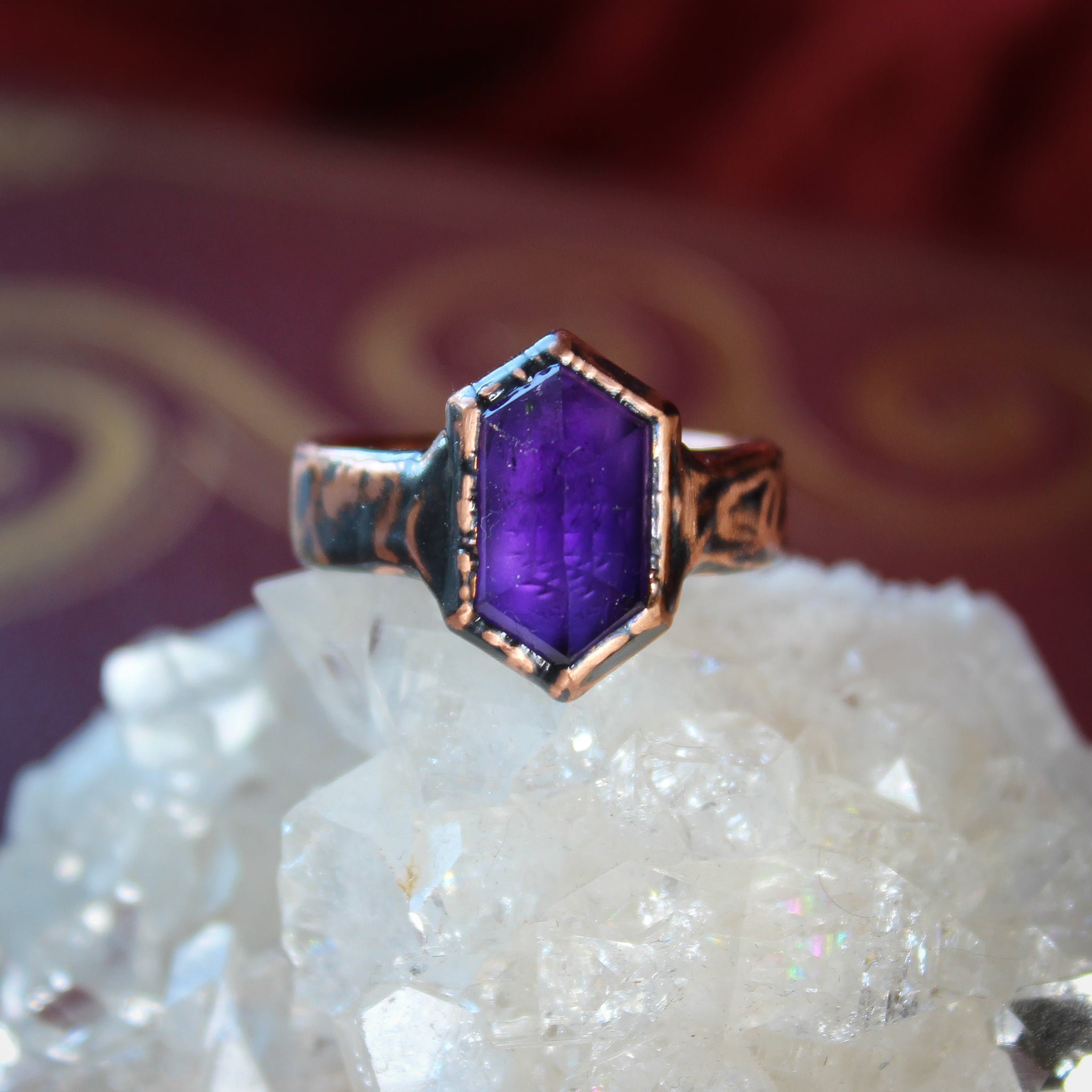 Faceted, Deep Purple Amethyst Ring Size 8.75