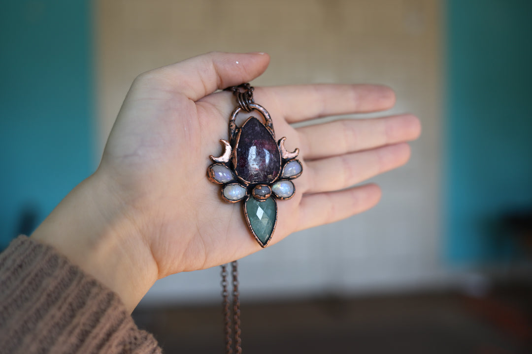 Unicorn Stone & Aquamarine Necklace