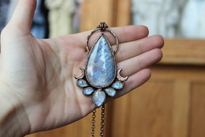 Celestial Sun/Moonstone necklace - a