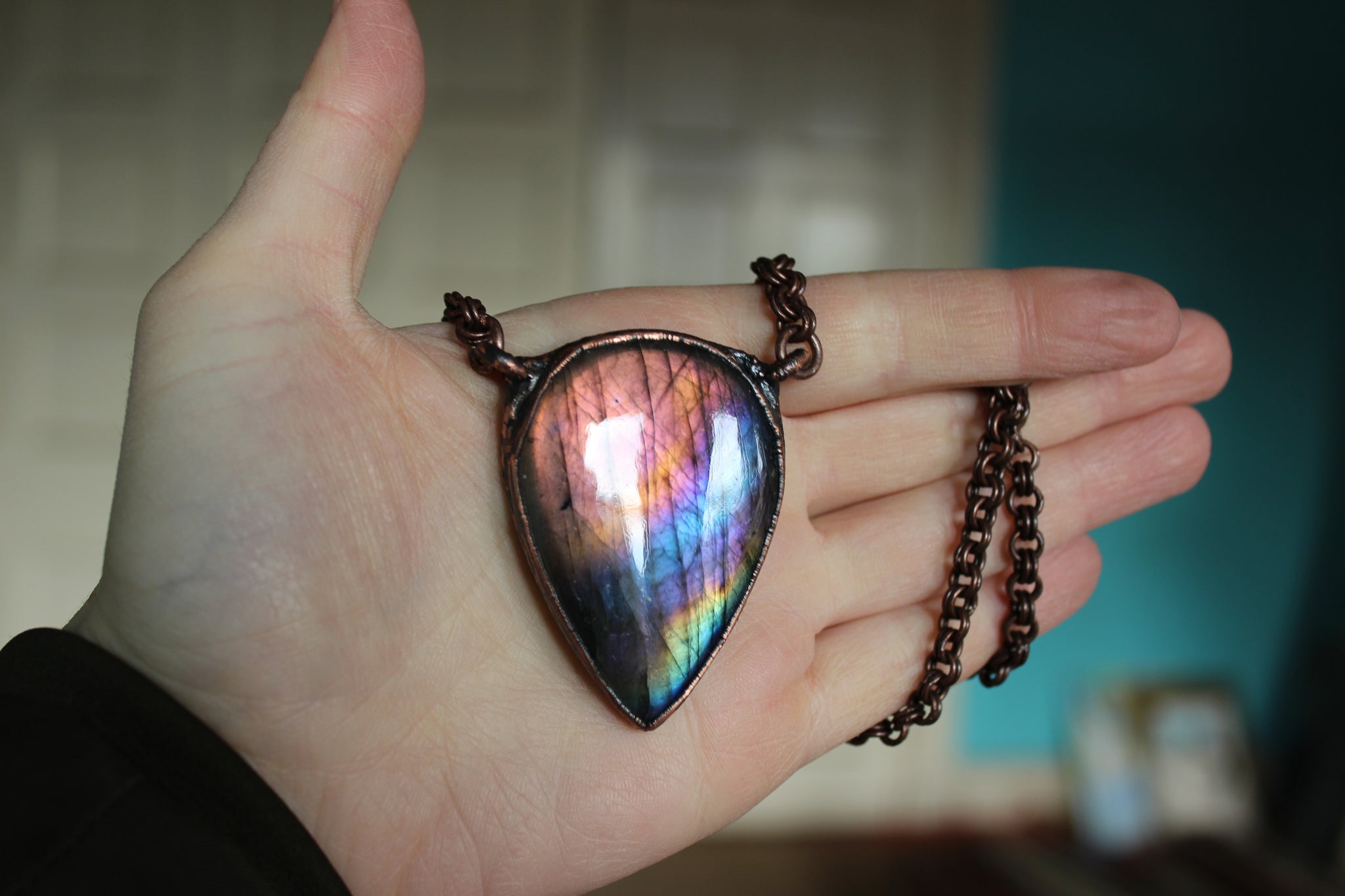 Large Labradorite Necklace - a