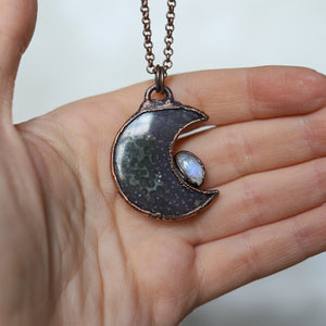 Grape Agate Moon with Moonstone
