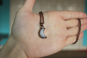 Gray Moonstone Crescent Necklace