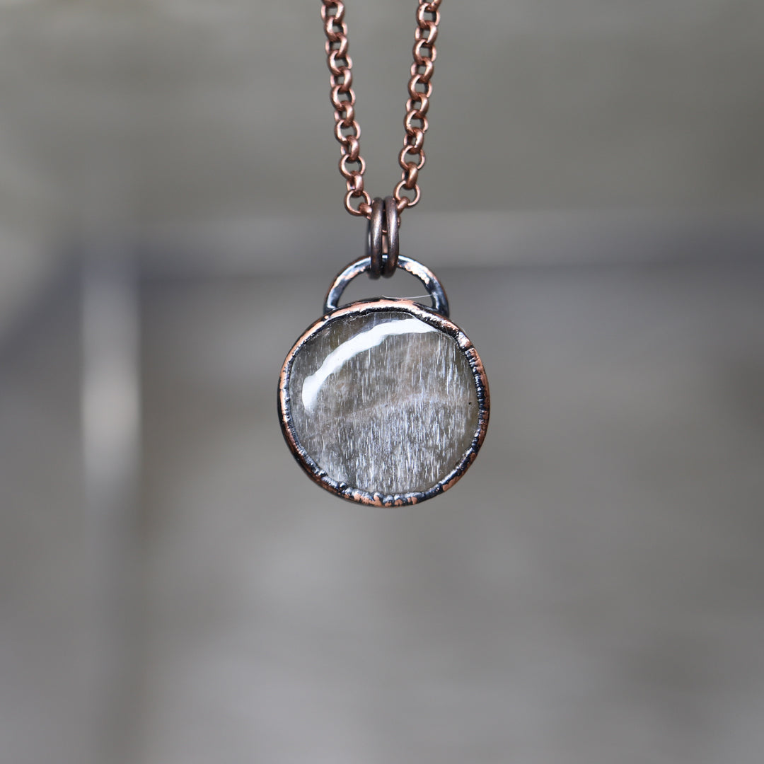Mini Black Moonstone Full Moon Necklace