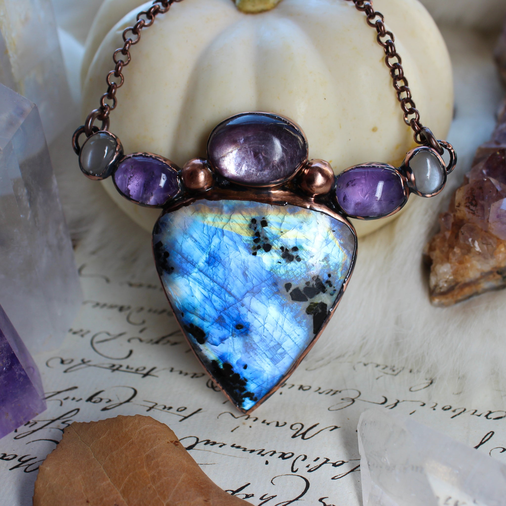 Ghostly Rainbow Moonstone Necklace