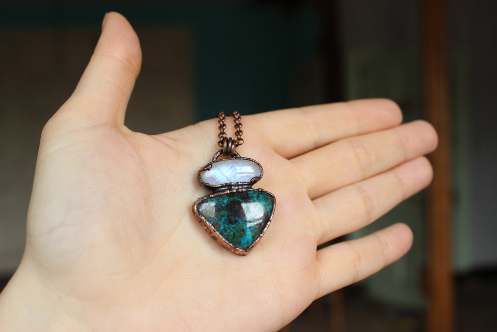 Chrysocolla & Moonstone Necklace - c