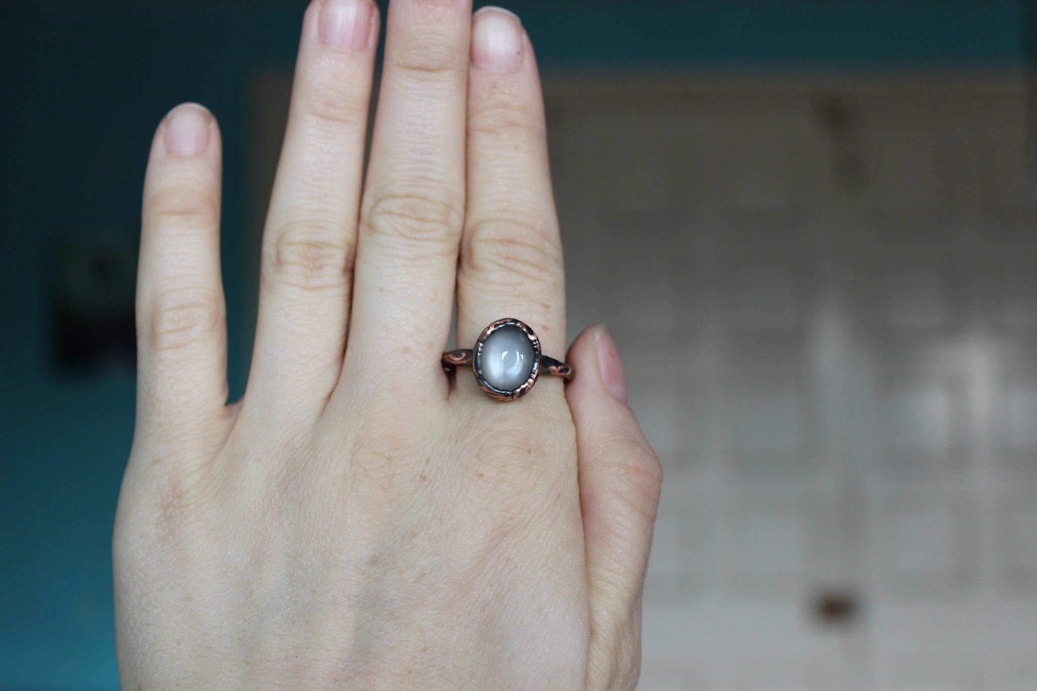 Gray Moonstone Ring size small 10