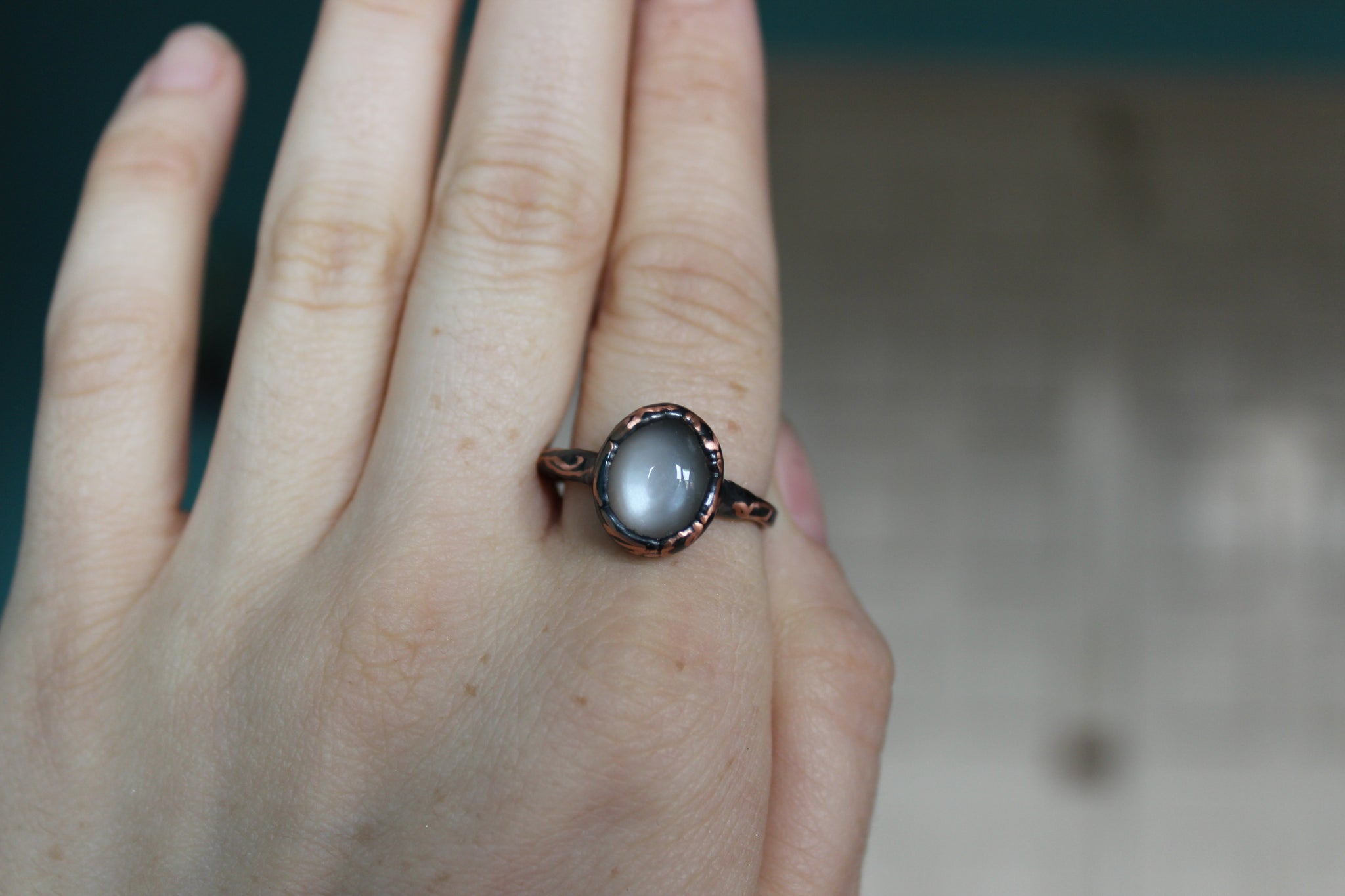 Gray Moonstone Ring size small 10