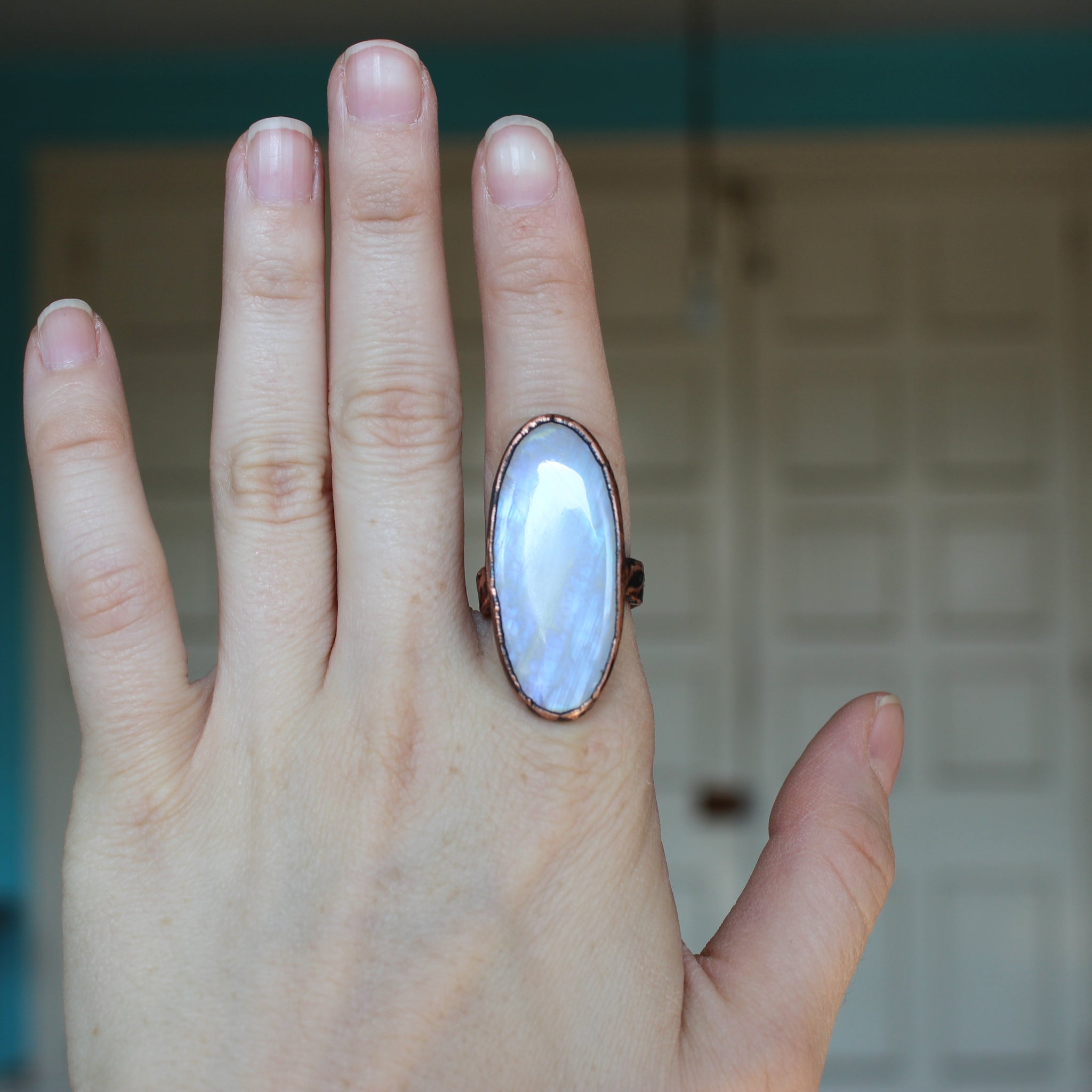 Rainbow Moonstone Ring size 8.5
