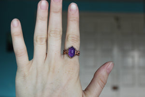 Deep Purple Faceted Amethyst Ring size 8