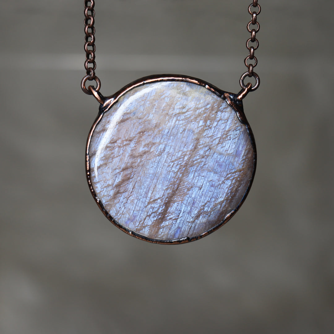 Sun/Moonstone Full Moon necklace - b