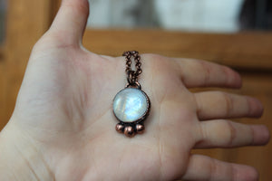 Mini Full Moon Moonstone Necklace - a