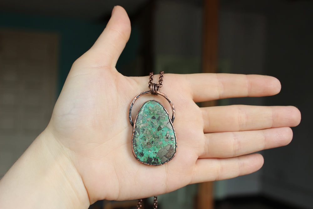 Chrysocolla with Pyrite Necklace