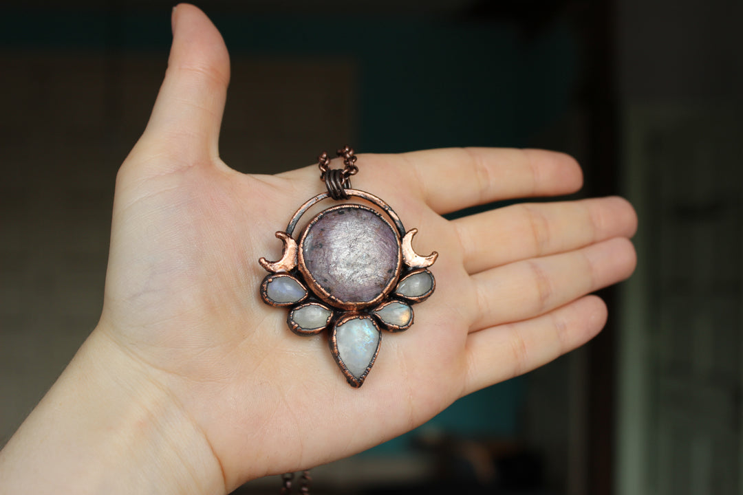 Ruby Moon Phase Necklace