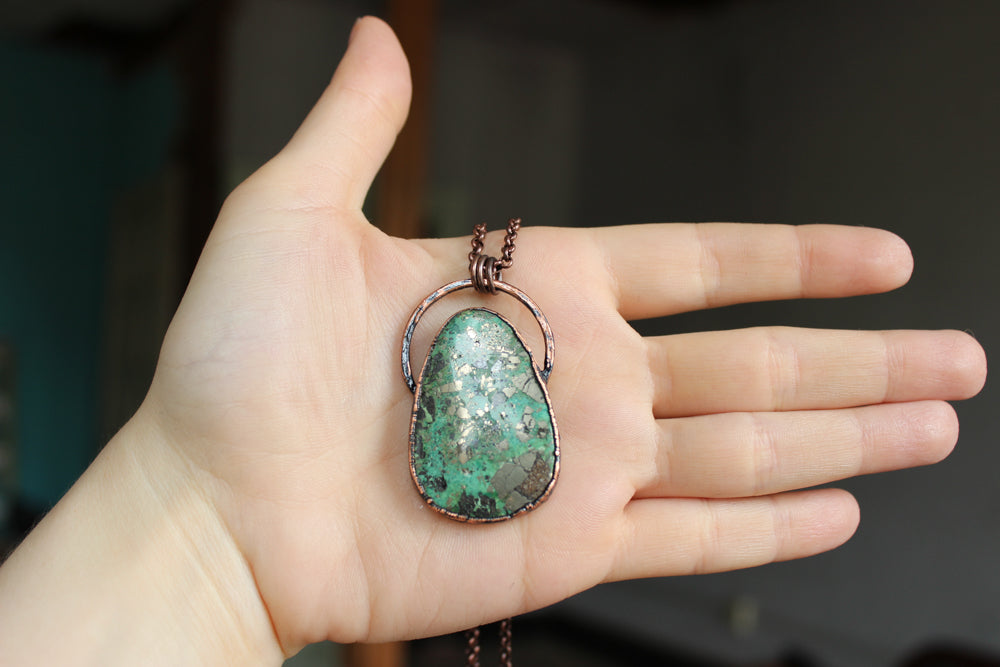 Chrysocolla with Pyrite Necklace