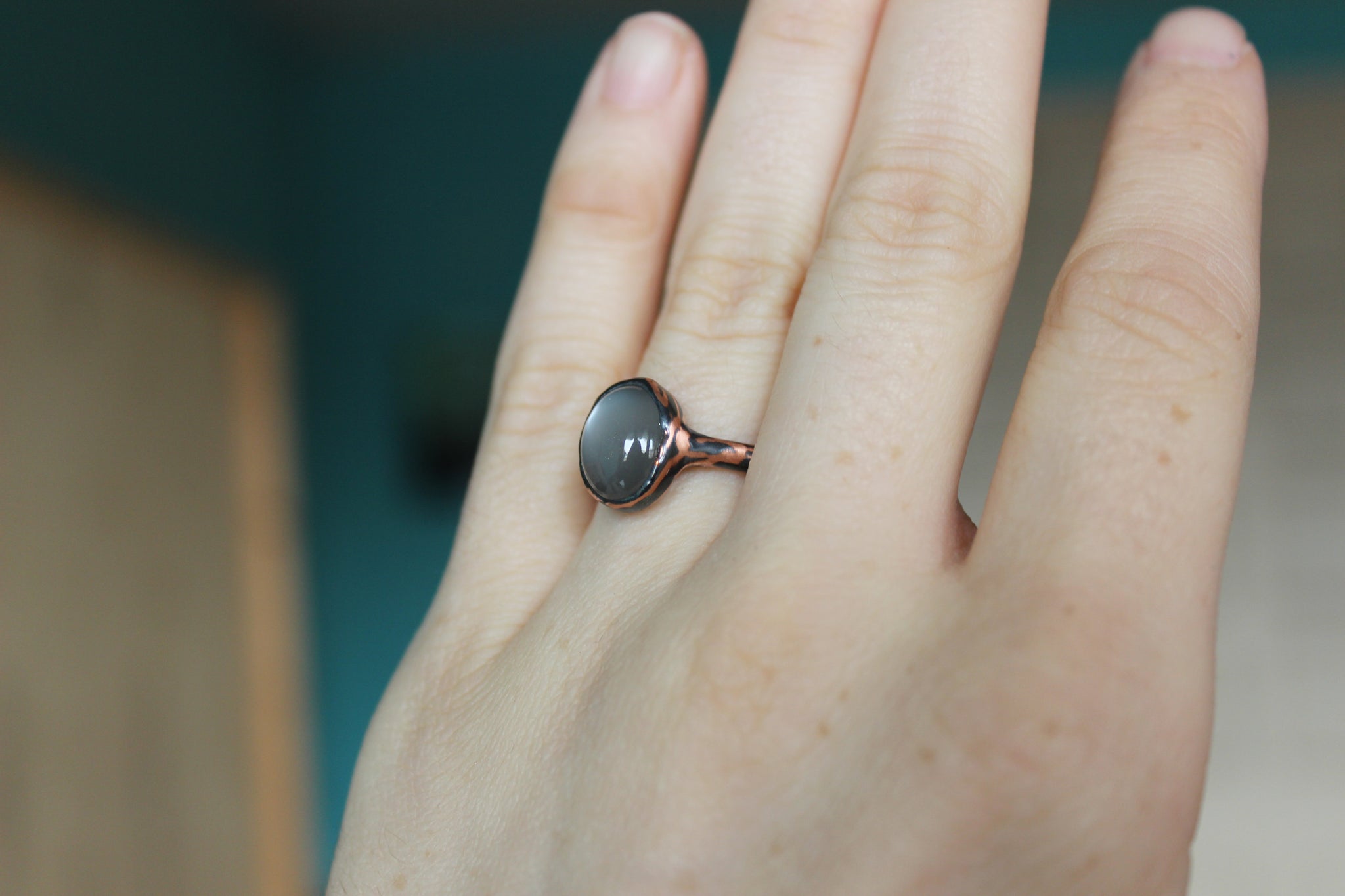 Gray Moonstone Ring size 6.25
