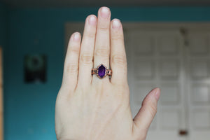 Deep Purple Faceted Amethyst Ring size 9.5