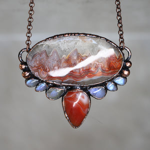 Lace Agate & Carnelian Necklace