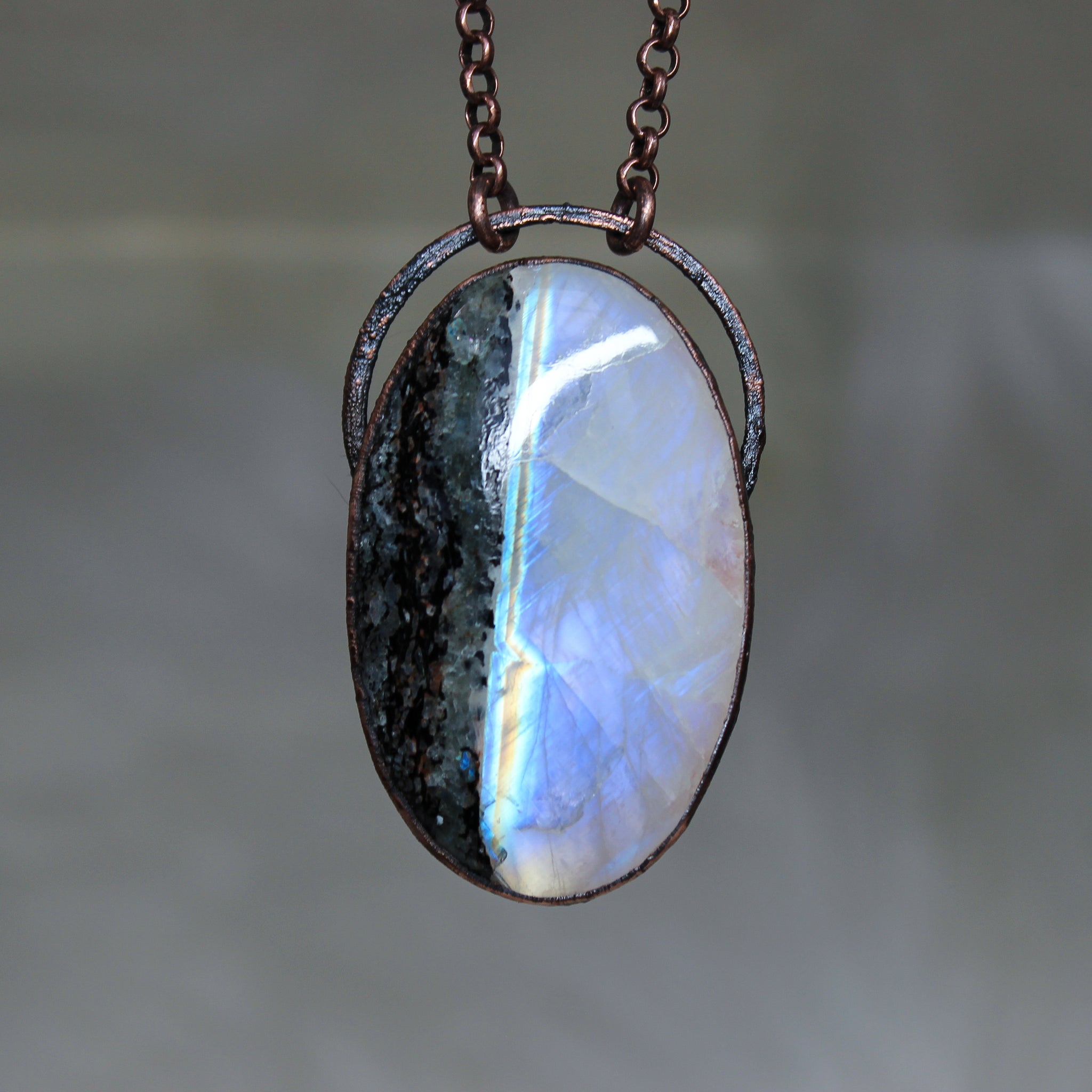 Moonstone Necklace with Tourmaline - b