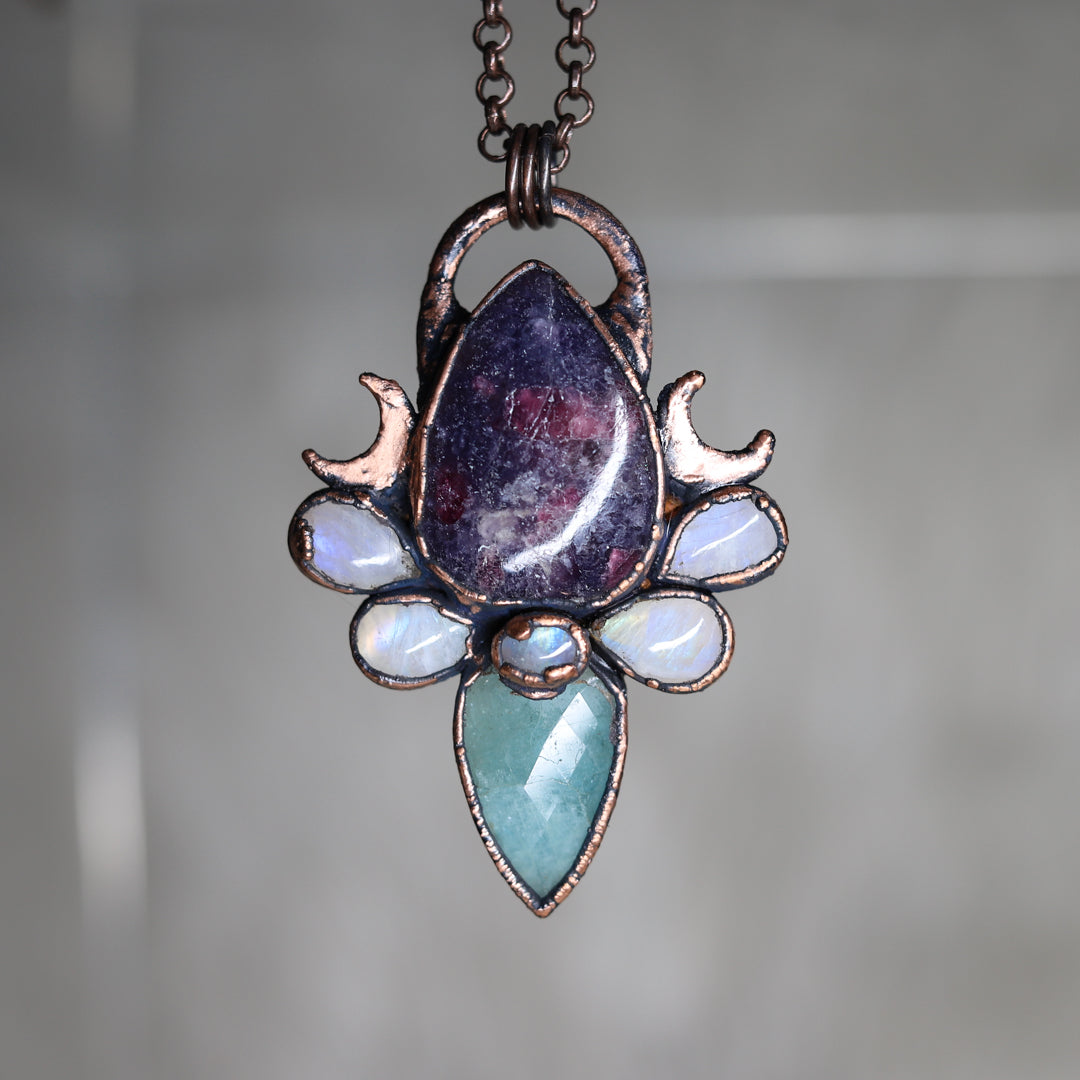 Unicorn Stone & Aquamarine Necklace