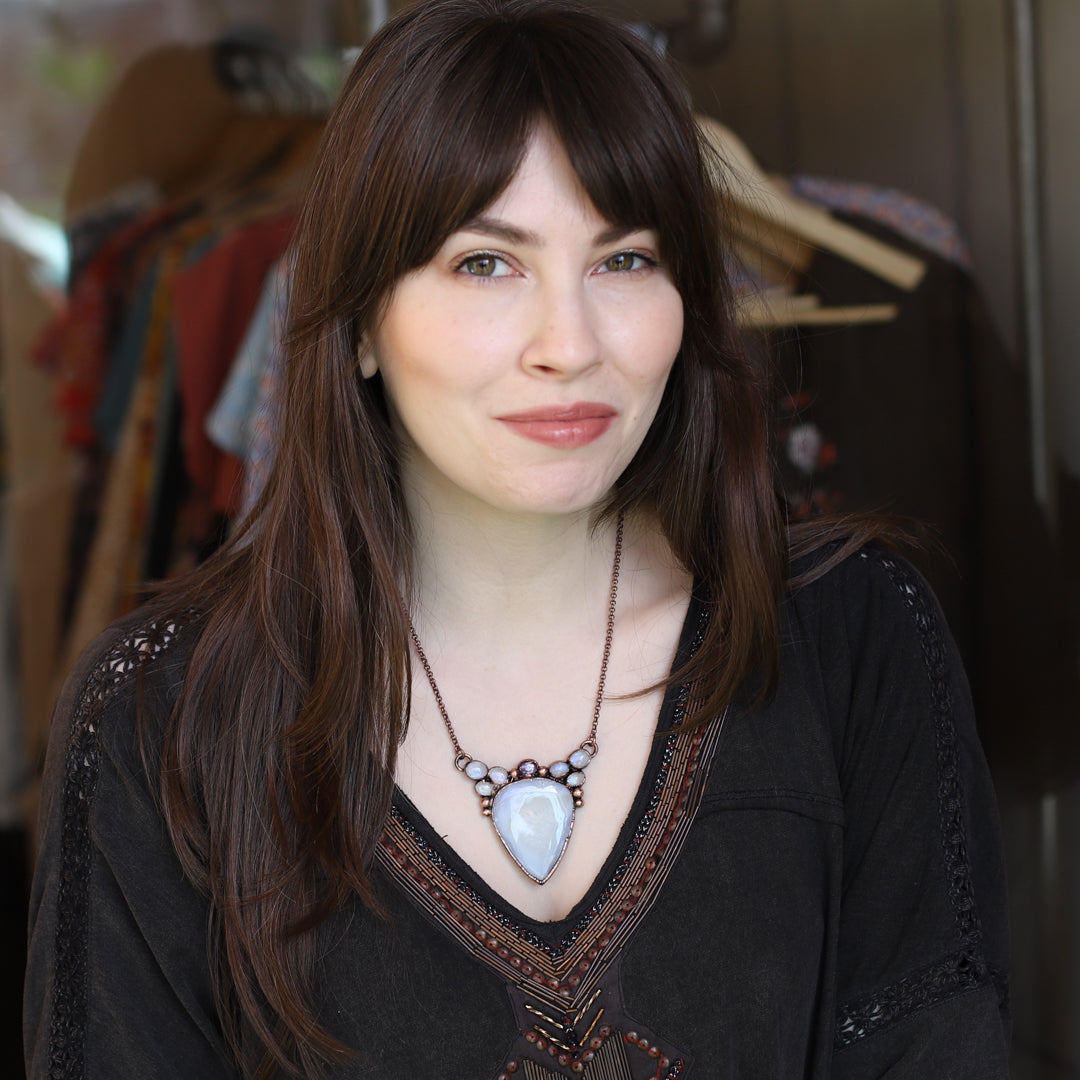 Blue Lace Agate & Ruby Fae Necklace